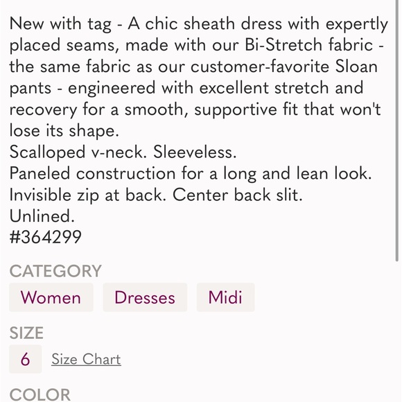 NWT Banana Republic Bi- Stretch Scalloped Cocktail Dress V- Neck Dress. - Picture 11 of 12